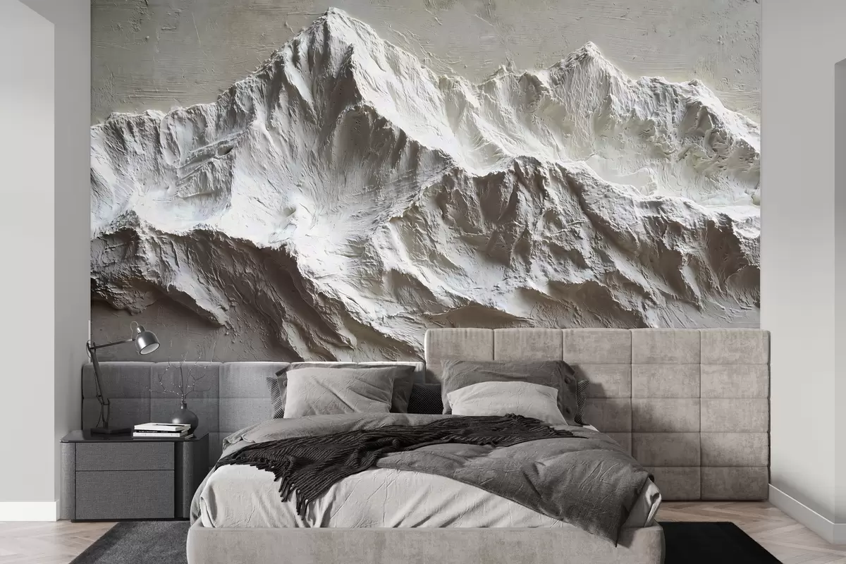Wall Mural Photo Wallpaper Embossed mountains in light tones with texture w04396