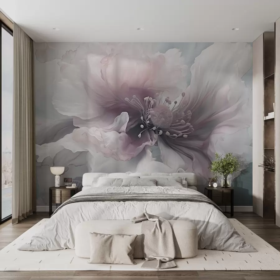 wall murals Delicate flower with pink and white petals w04446