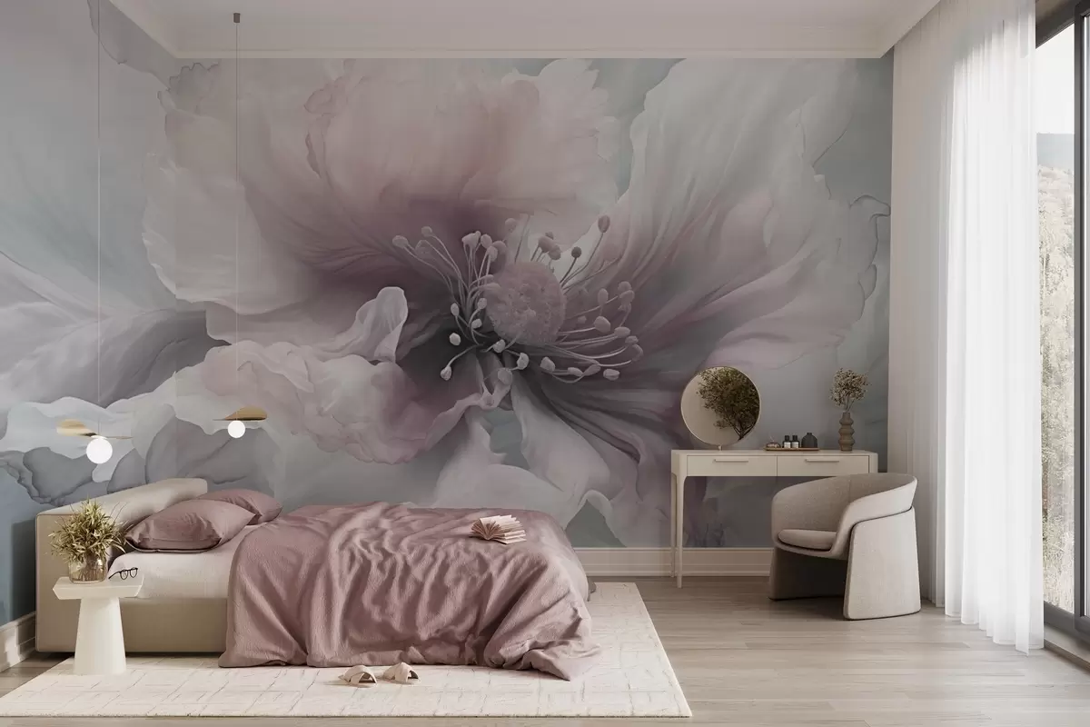 peintures murales Fleur délicate aux pétales roses et blancs w04446