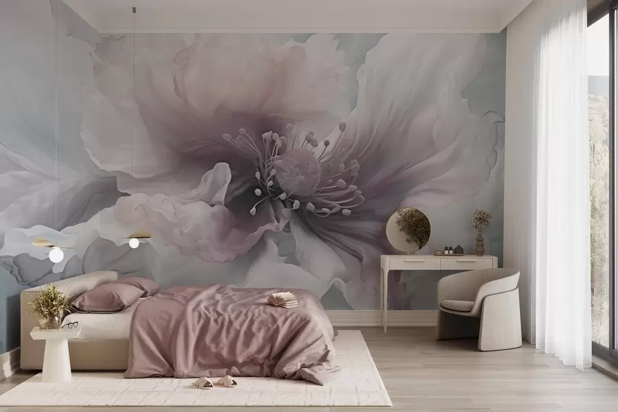 Wall Mural Photo Wallpaper Delicate flower with pink and white petals w04446