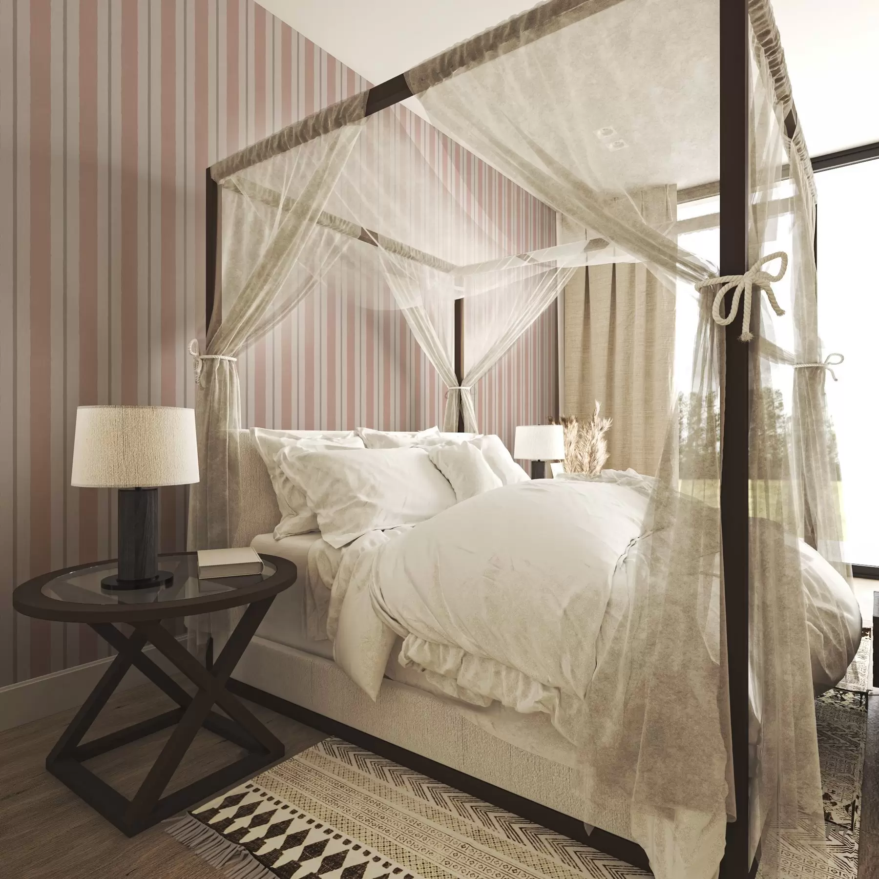 Wall Mural Photo Wallpaper Terracotta-beige wide stripes with a grayish accent a00513