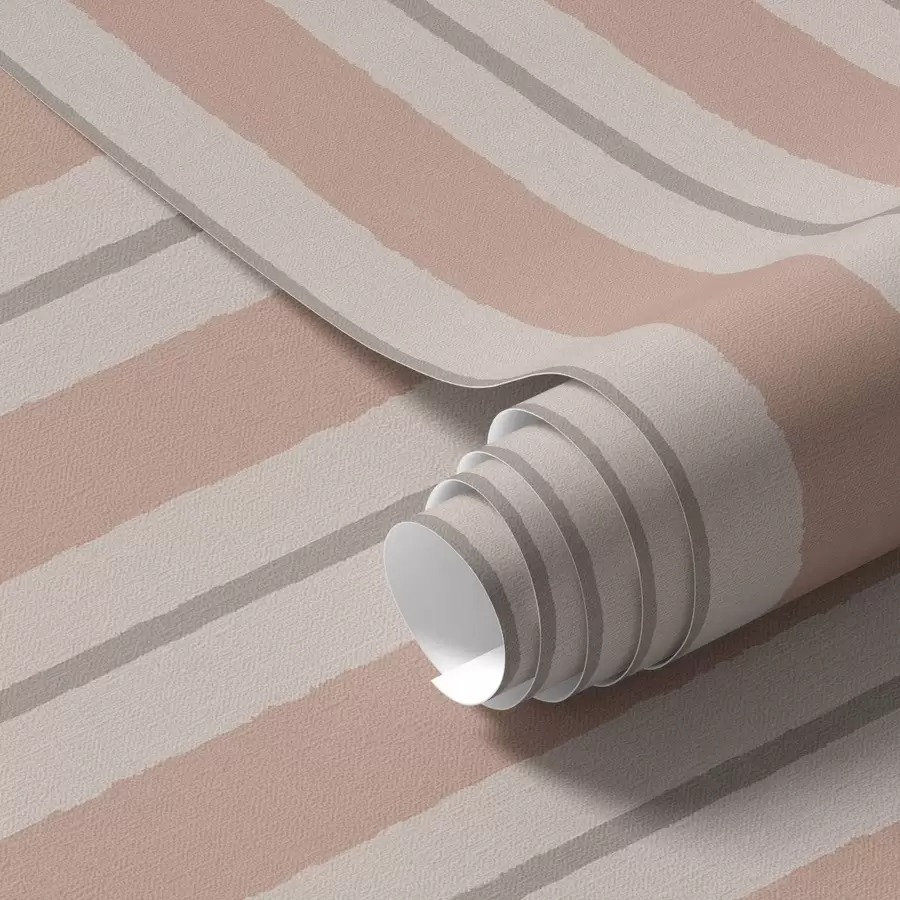 Wall Mural Photo Wallpaper Terracotta-beige wide stripes with a grayish accent a00513