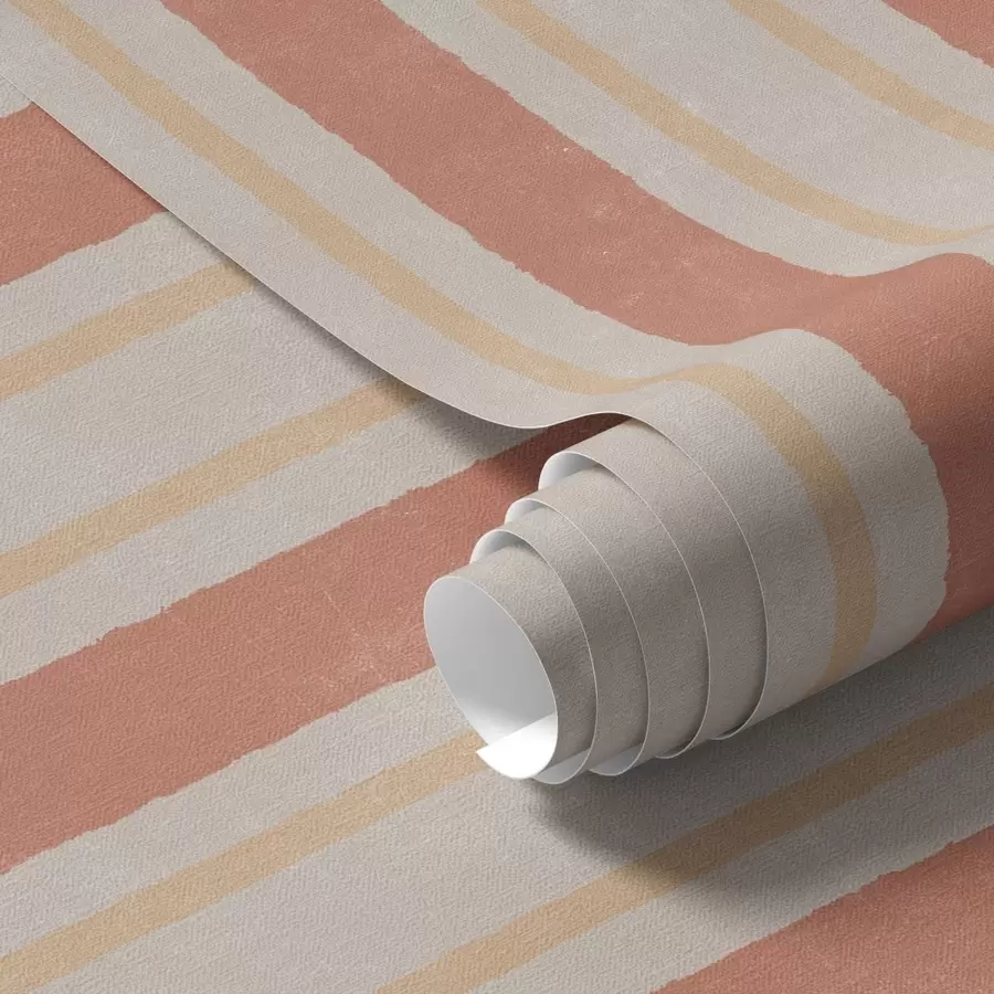 peintures murales Larges rayures dans les tons terracotta-beige a00514
