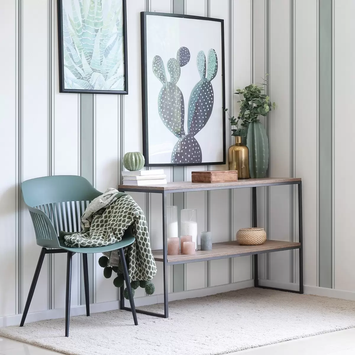 Papel pintado Rayas anchas en una paleta de grises y azules a00516