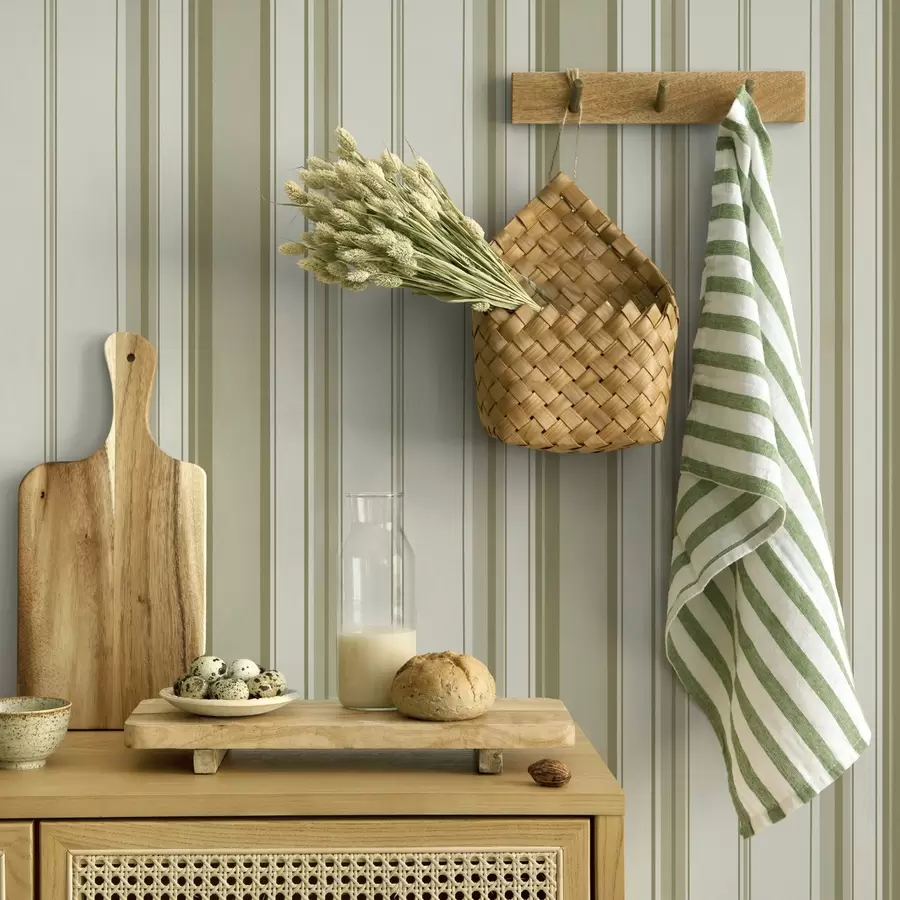 murales Fondo crema con rayas gris-beige de diferentes anchos a00521