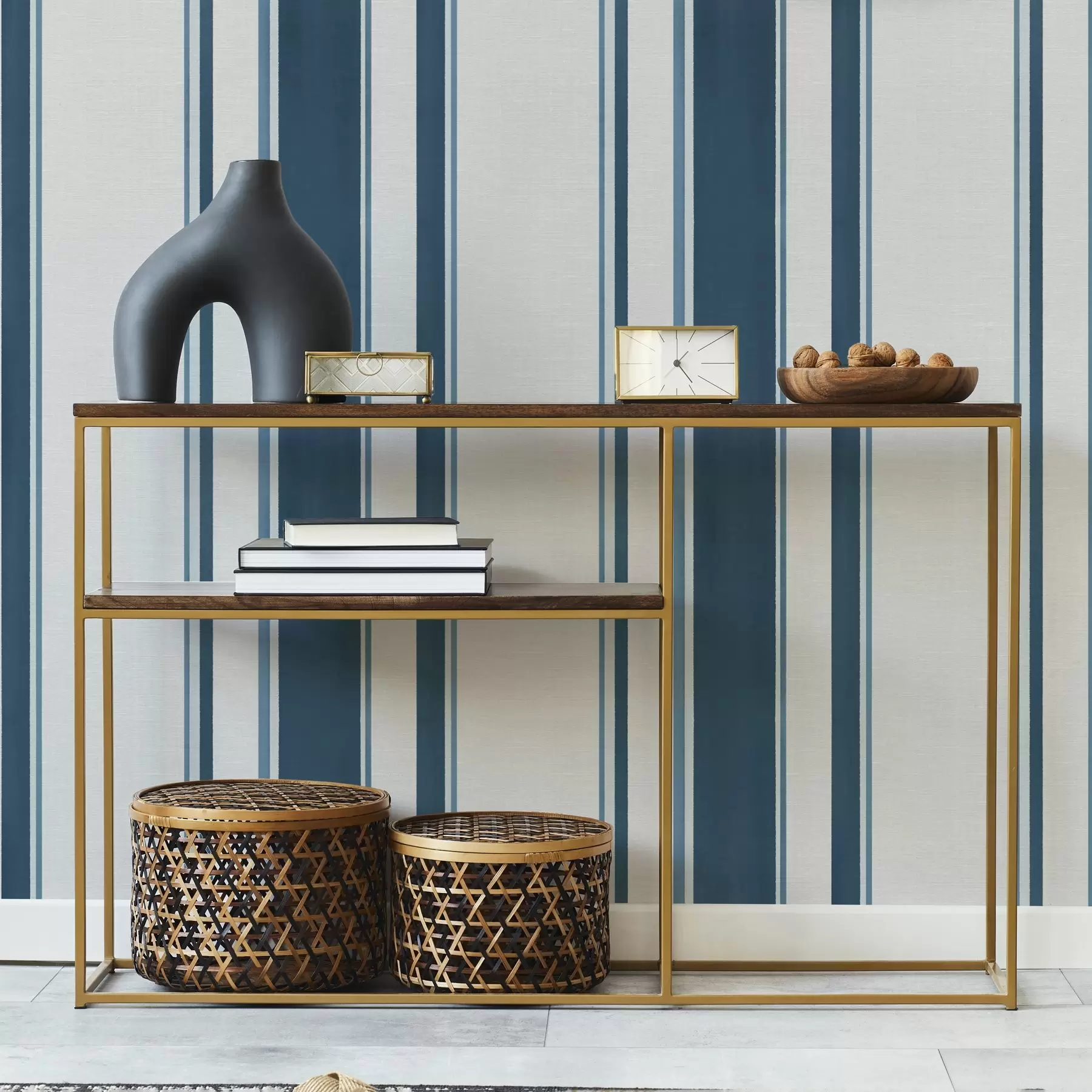 wall murals Blue and turquoise vertical stripes on a light background a00528