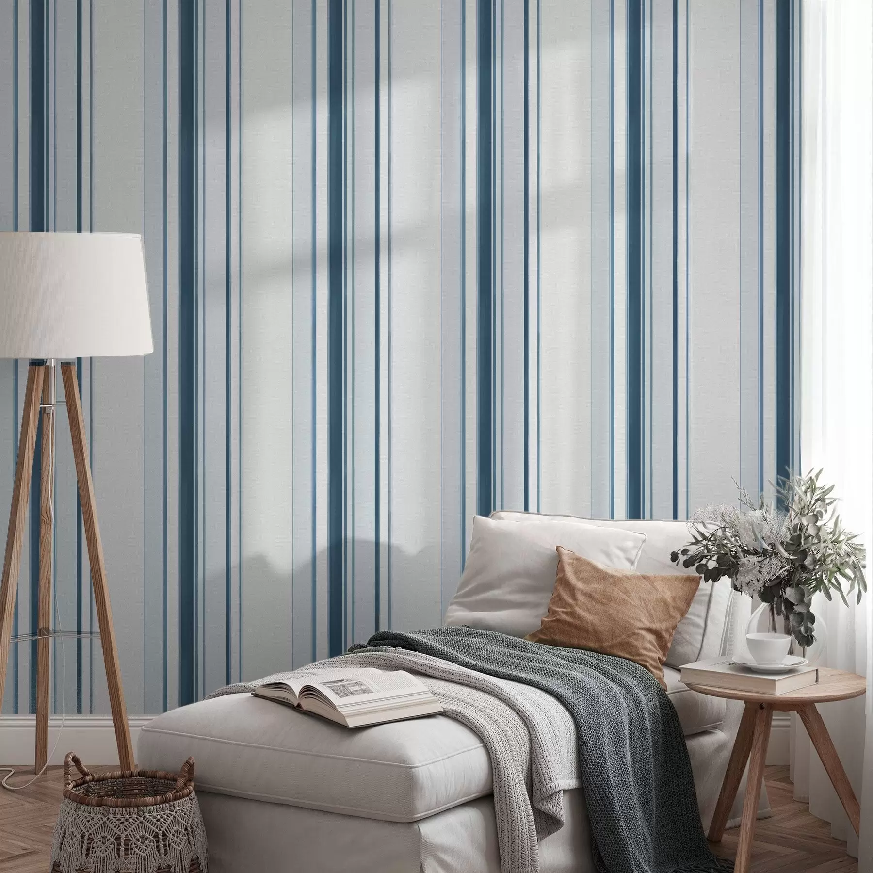 wall murals Many vertical stripes in turquoise and blue colors a00529