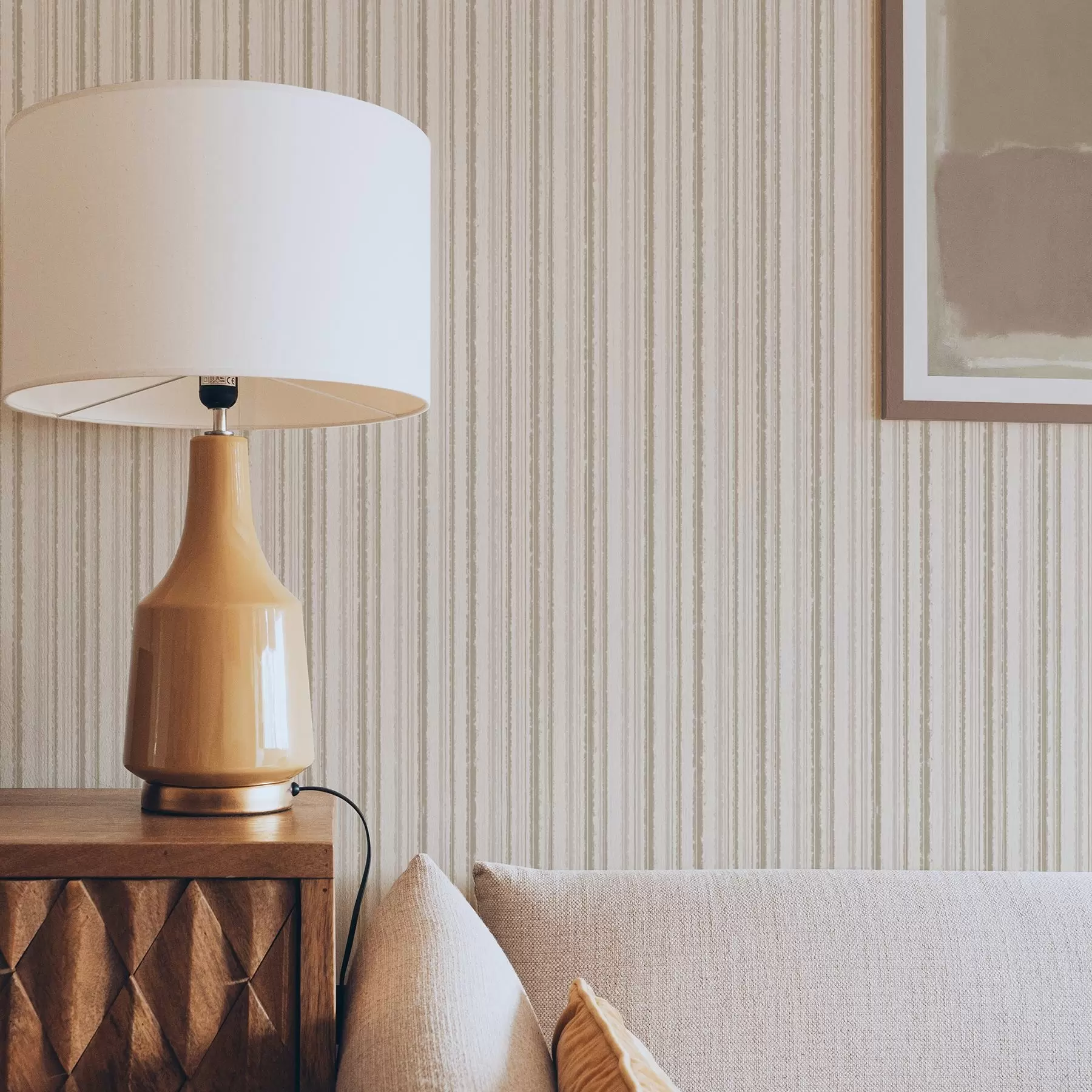 Wall Mural Photo Wallpaper Thin stripes in light beige tones a00549