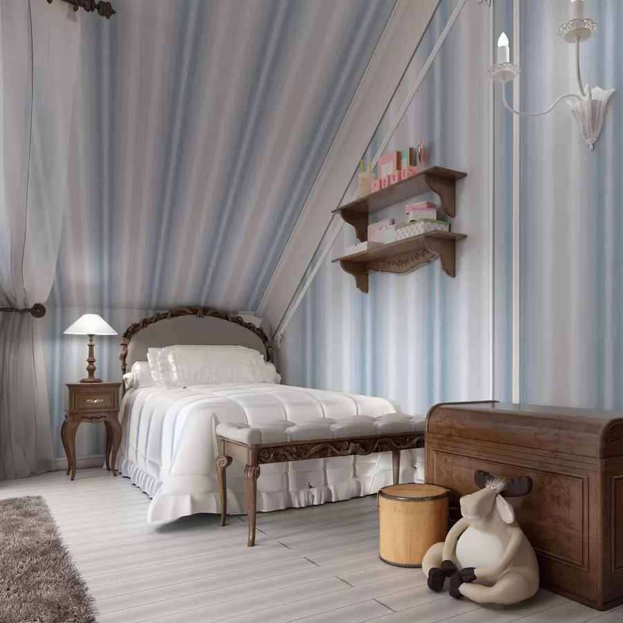 murales Rayas anchas en tonos azul grisáceo frío a00551