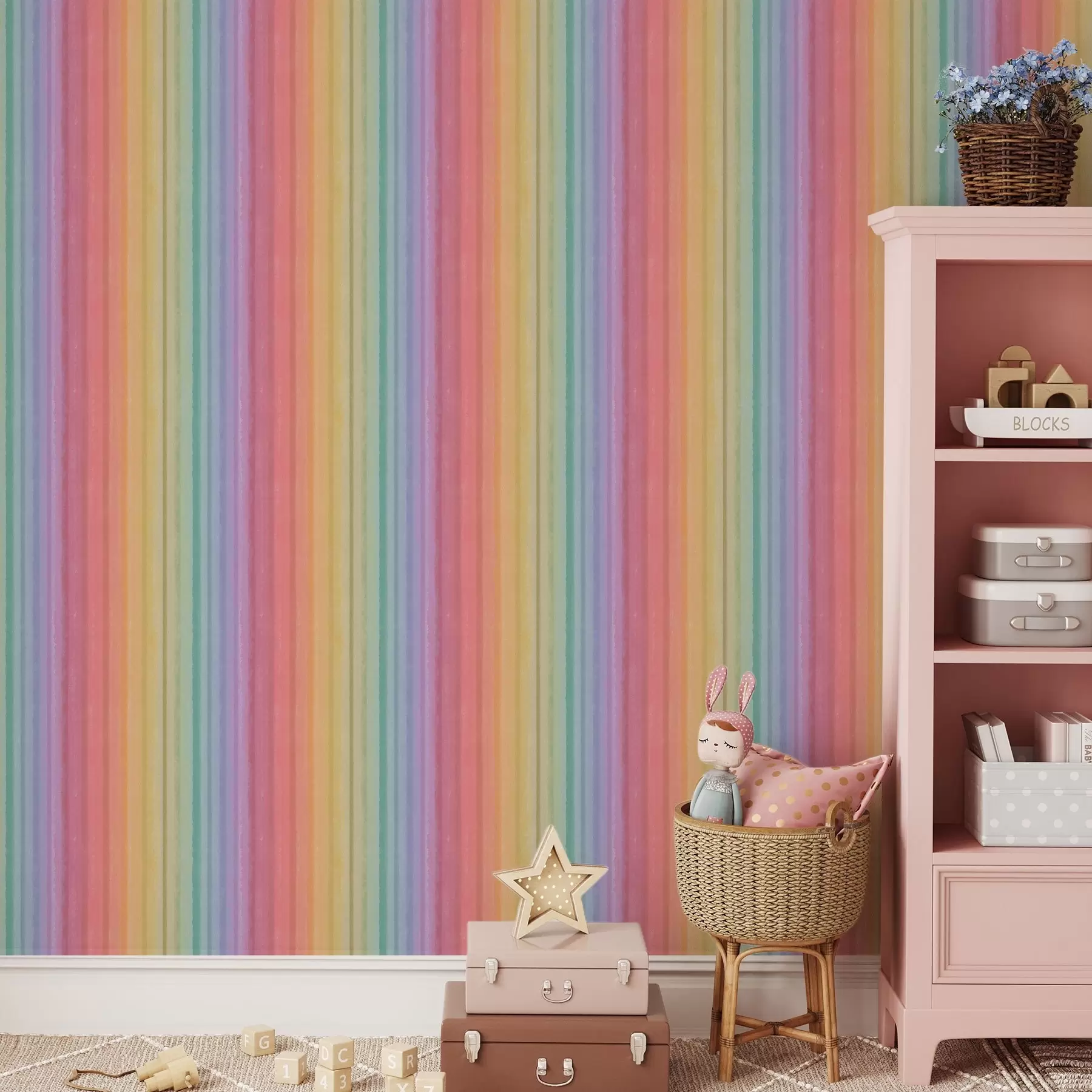 Wall Mural Photo Wallpaper Rainbow stripes with expressive color accents a00553