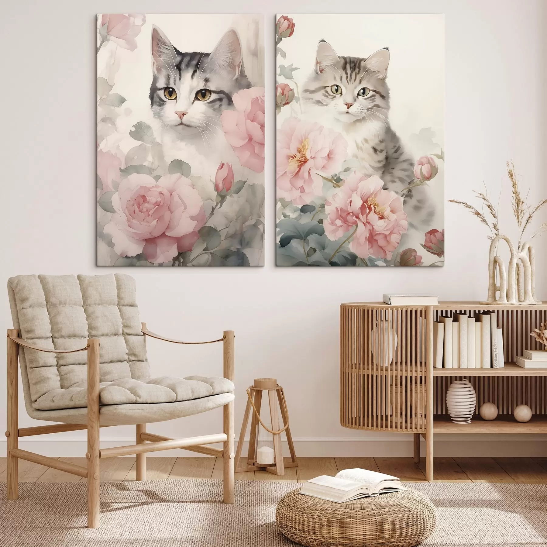 murales Gato entre flores m00676