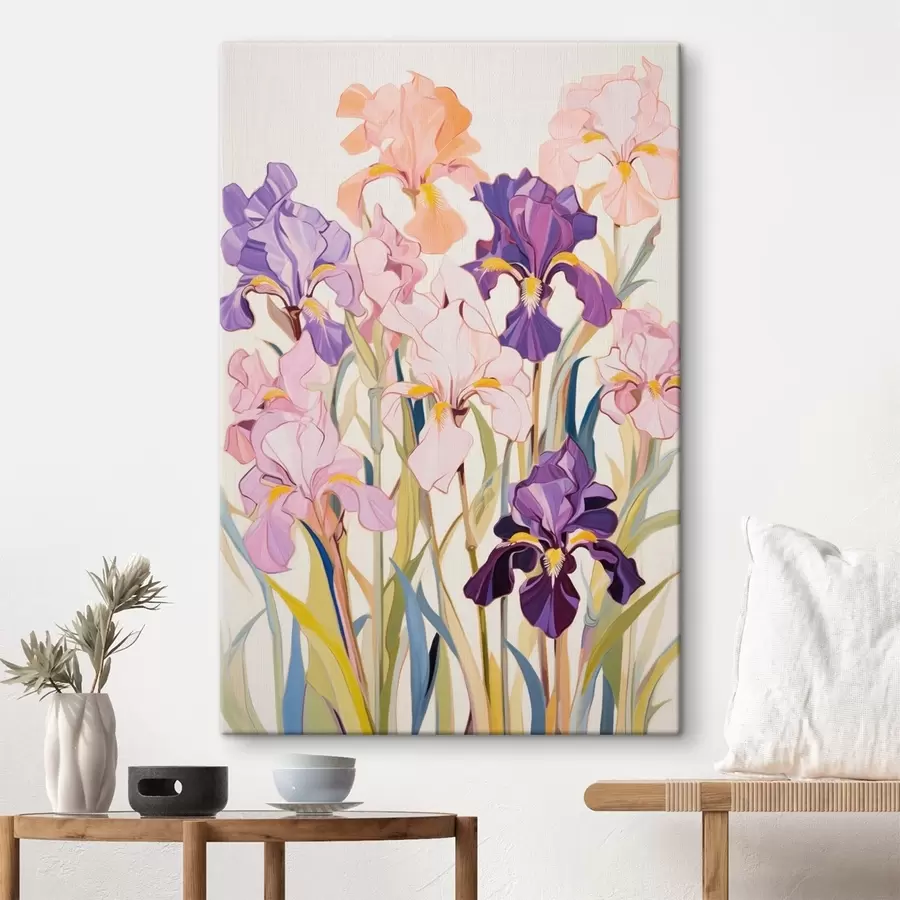 wall murals Irises: composition in minimalist style s45596