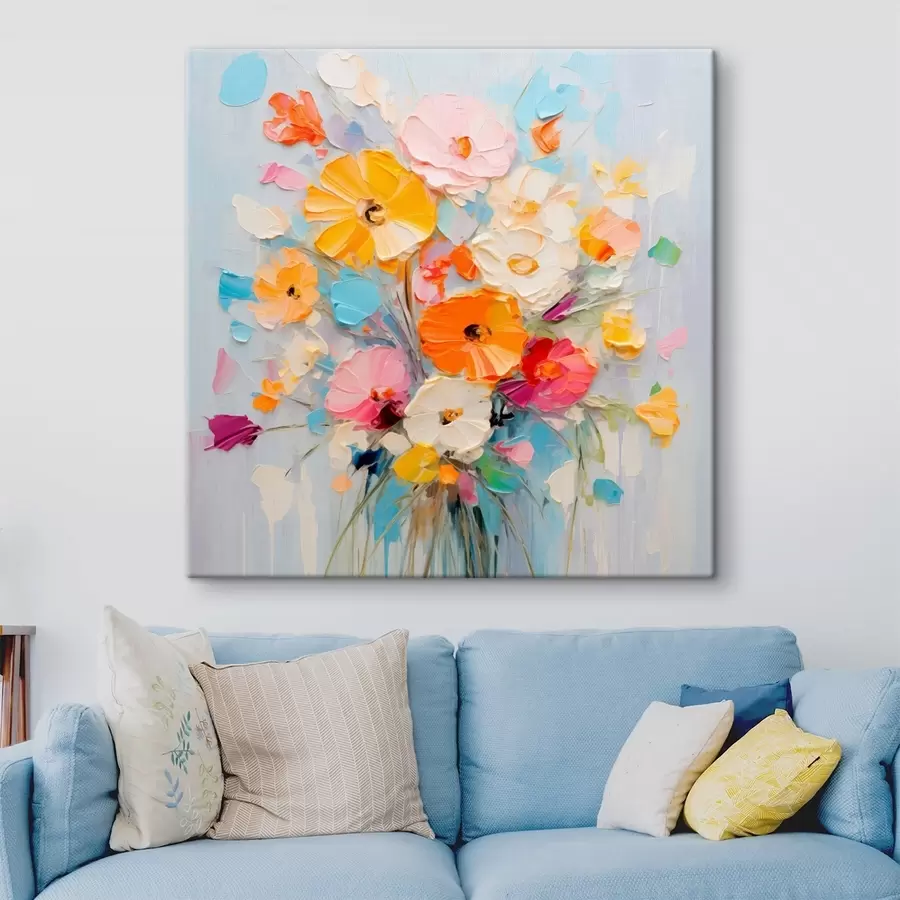 murales Motivo floral: ramo abstracto en tonos pastel s45599