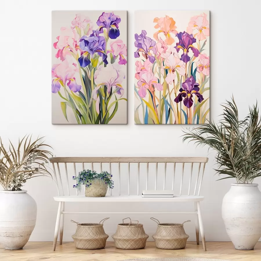 murales Iris en tonos pastel sobre fondo claro m00660
