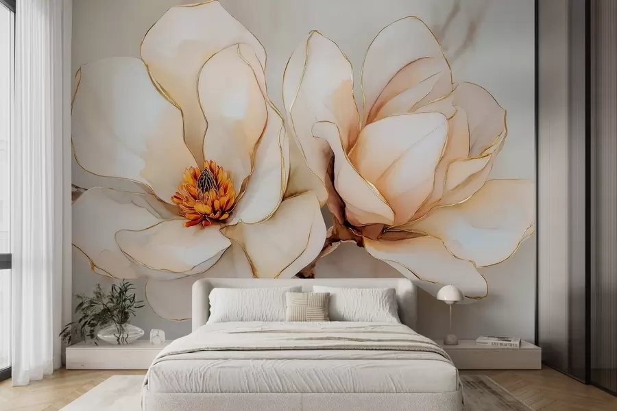 Wall Mural Photo Wallpaper Large light magnolia flowers with soft petals w09308
