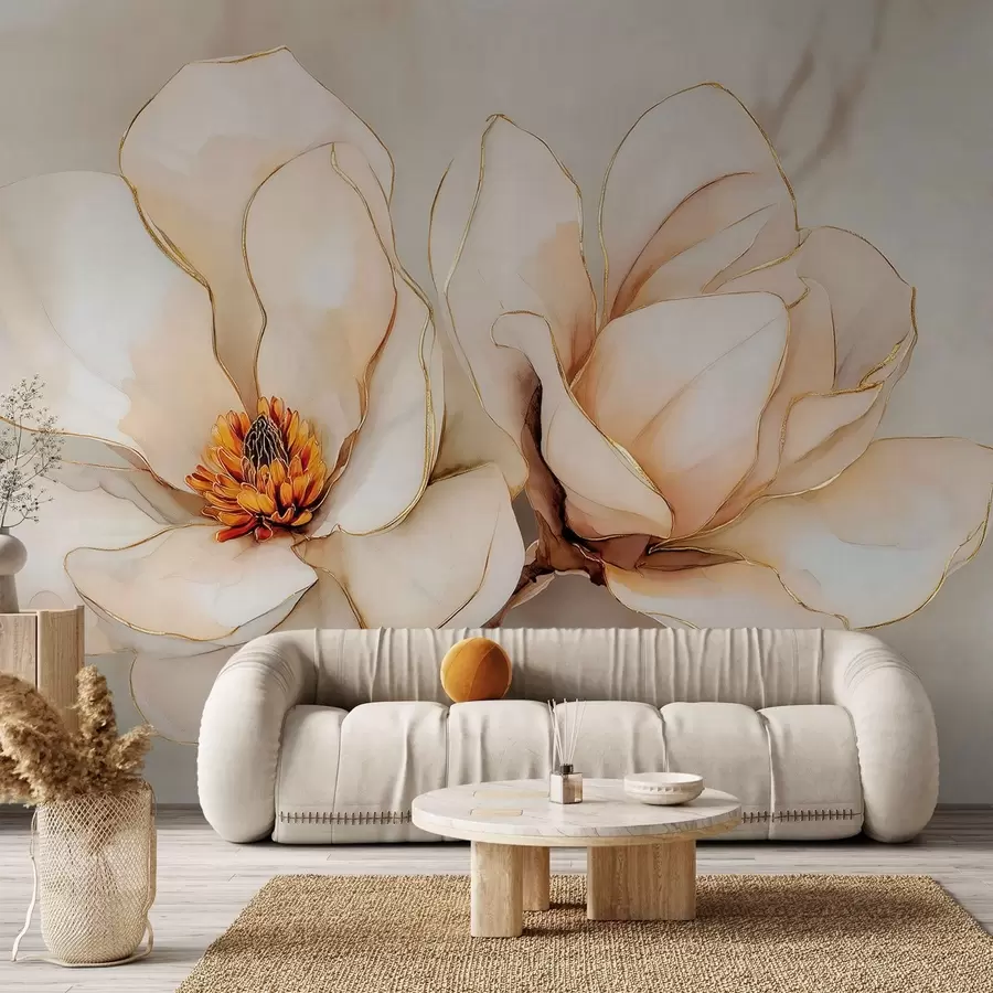 Wall Mural Photo Wallpaper Large light magnolia flowers with soft petals w09308