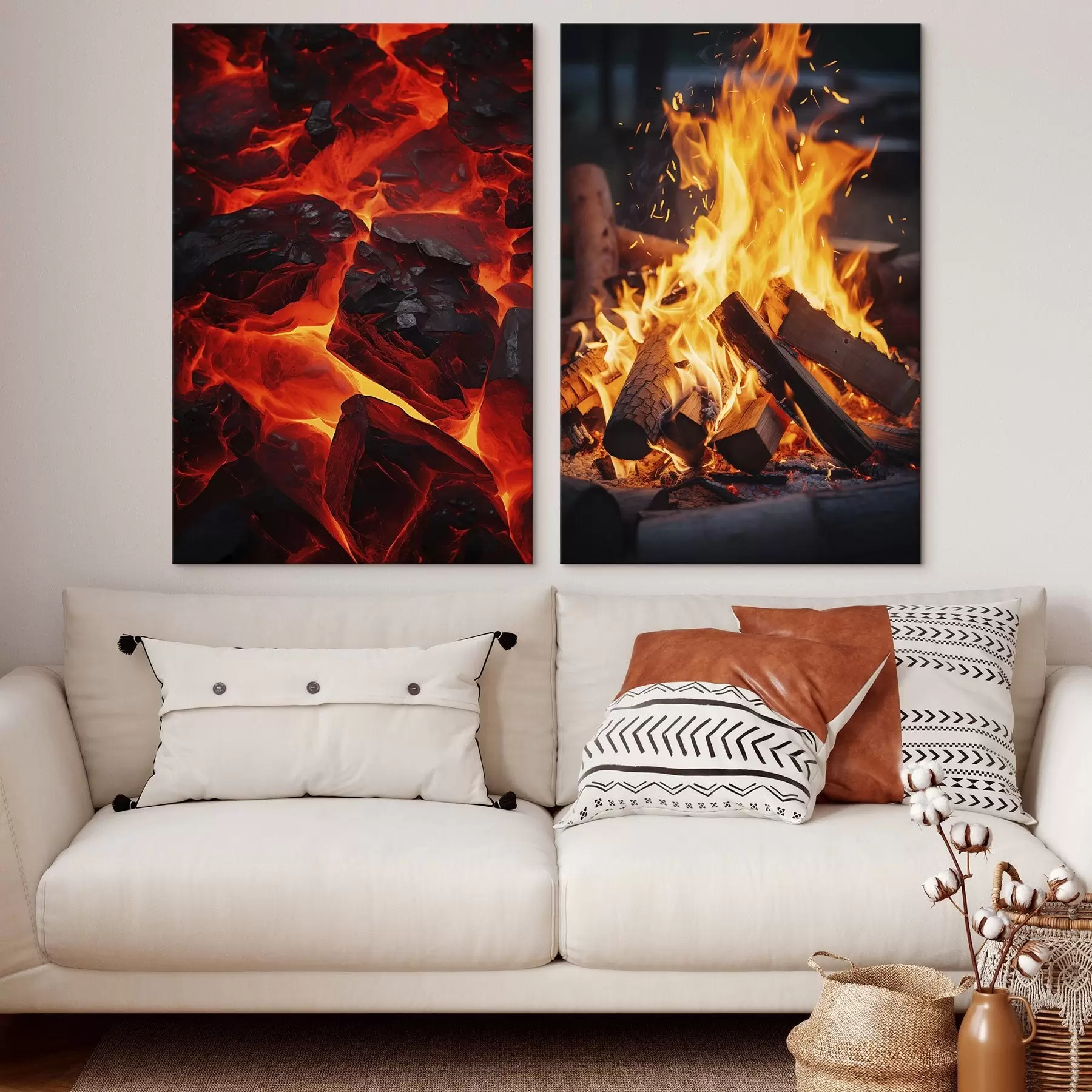 murales Carbones ardientes y fuego llameante en la oscuridad m00696