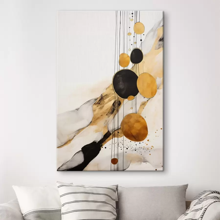 wall murals Abstract orange and black circles on a light background s45693
