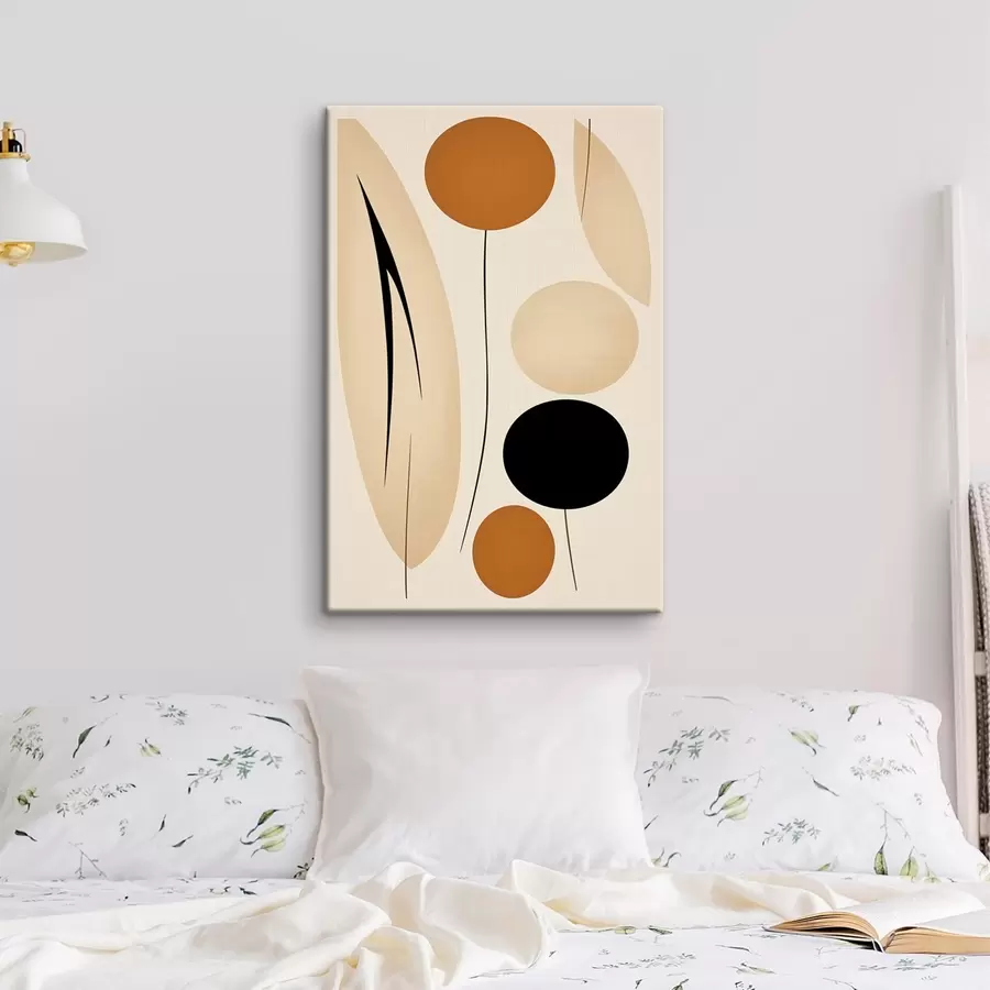 murales Composición abstracta con círculos negros y naranjas s45700