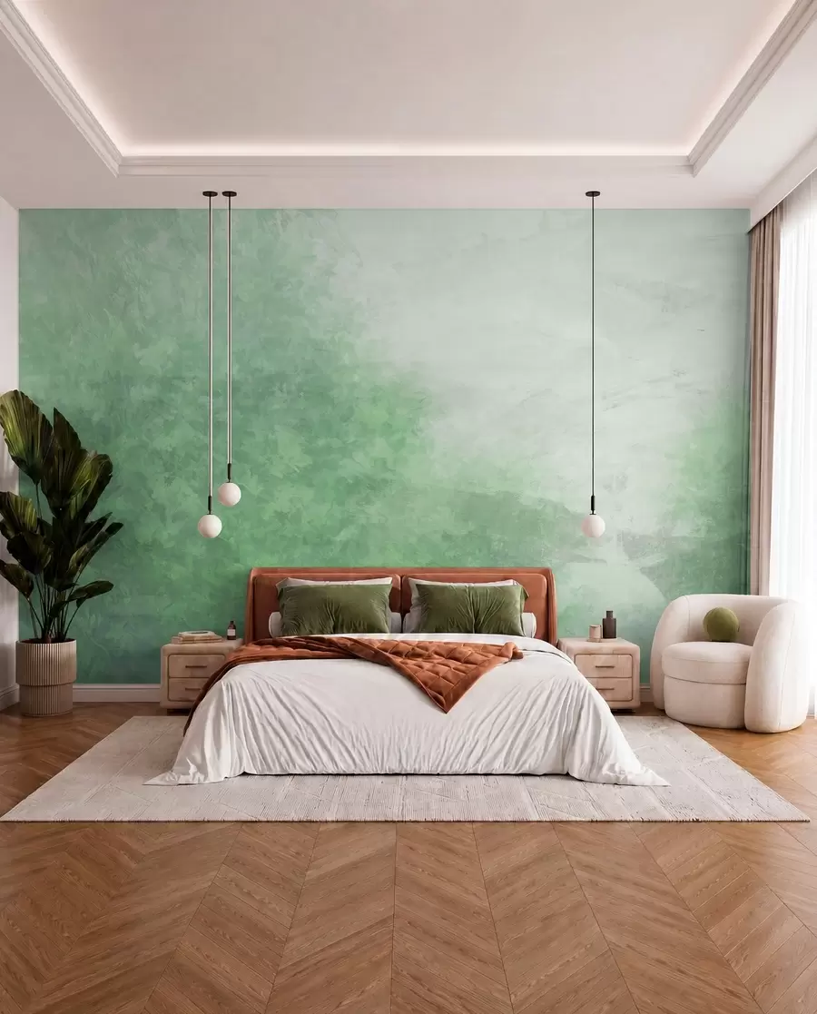 wall murals  Imitation of leaves on a concrete wall w04468v2