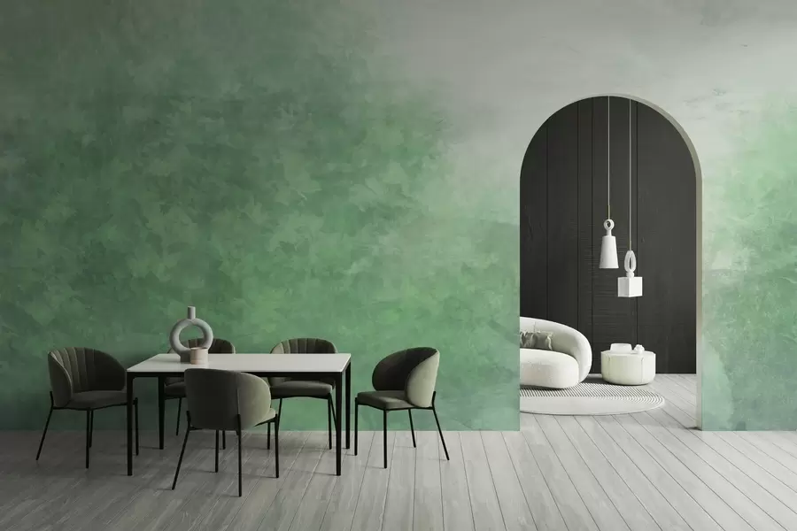 murais de parede  Imitação de folhas num muro de betão w04468v2