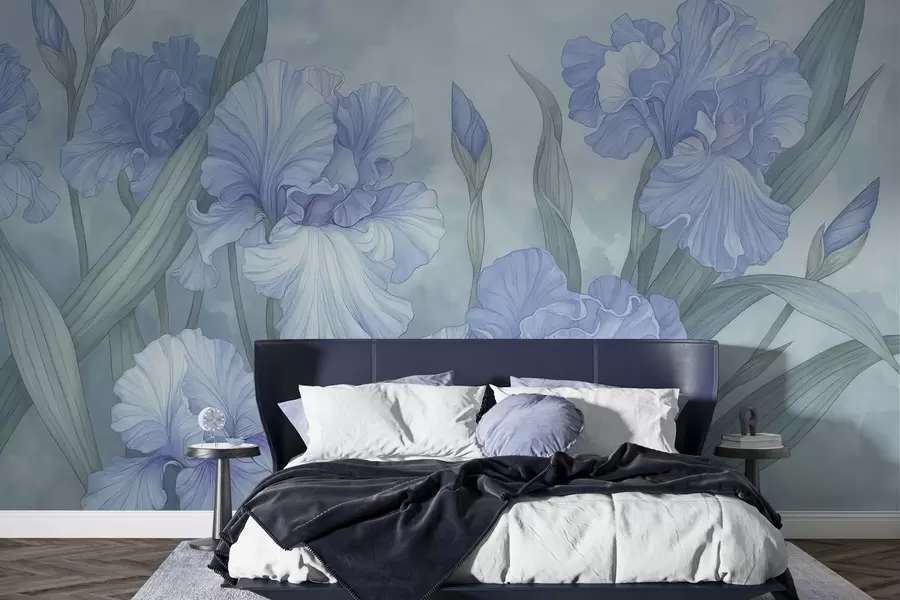 Wall Mural Photo Wallpaper Illustrated Irises w04469
