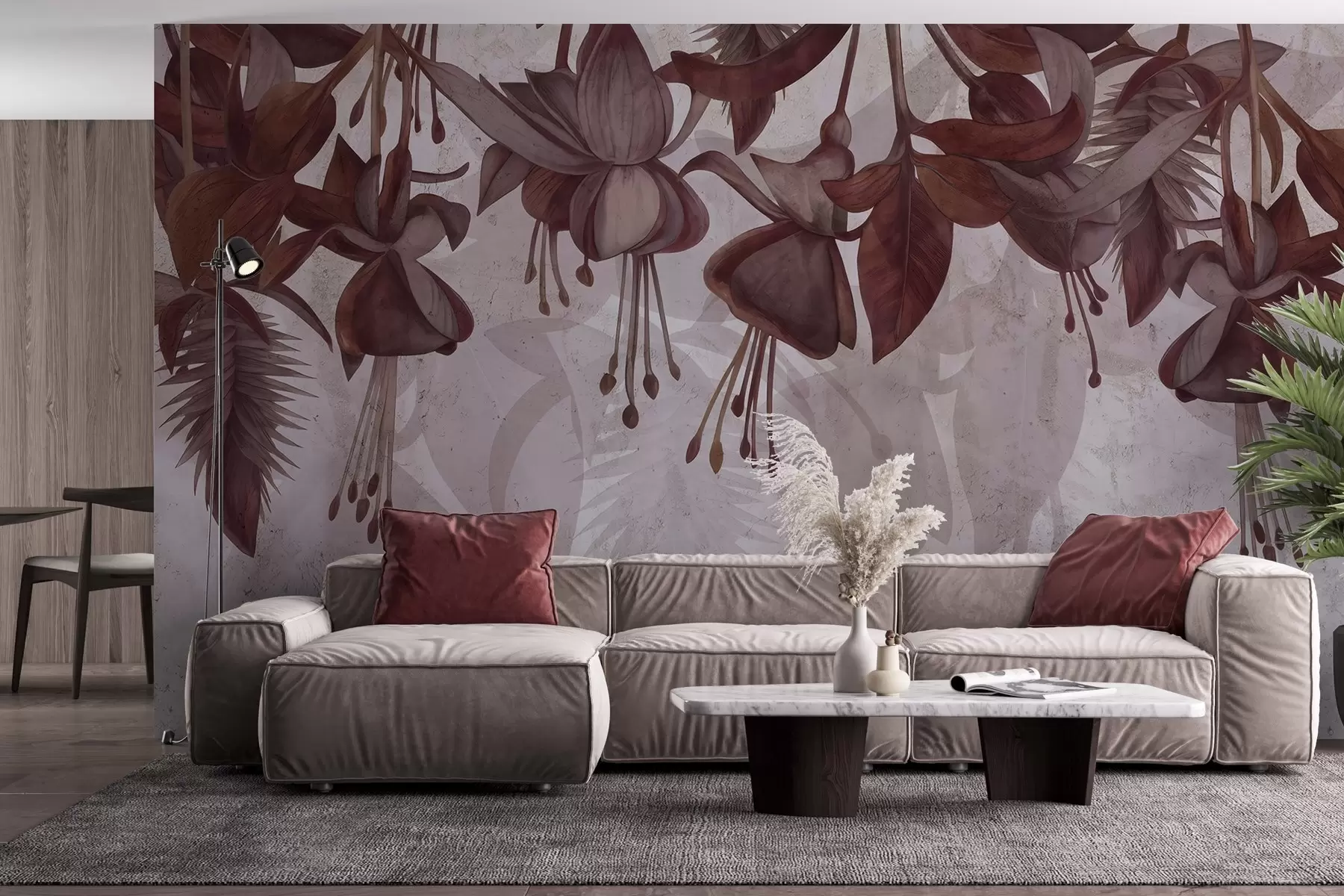 Wall Mural Photo Wallpaper Hanging flowers in grunge style w04472