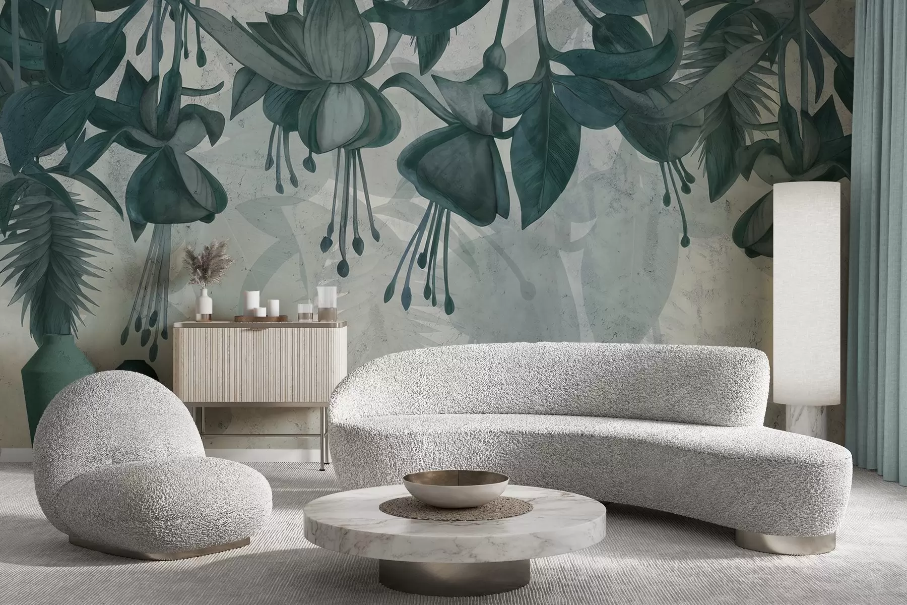 wall murals Hanging flowers in grunge style w04472v1