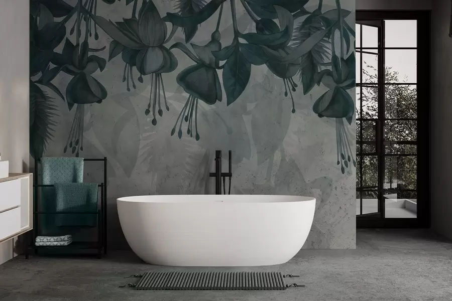 Wall Mural Photo Wallpaper Hanging flowers in grunge style w04472v1