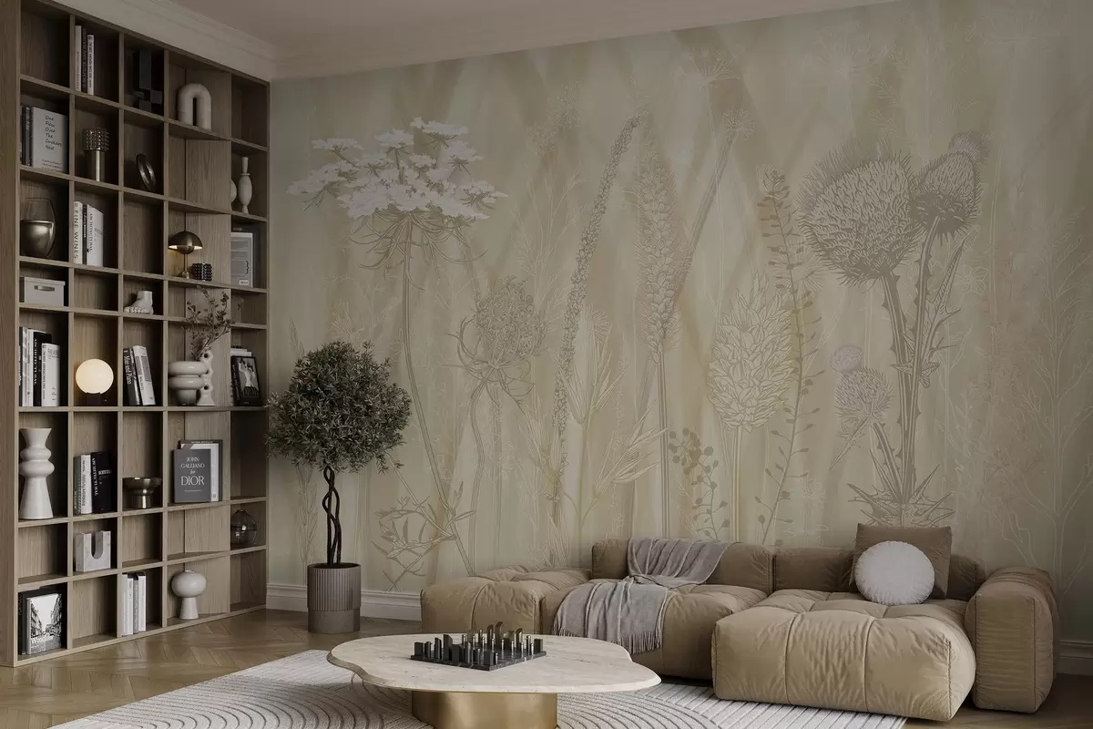 peintures murales Graminées et herbier w04473