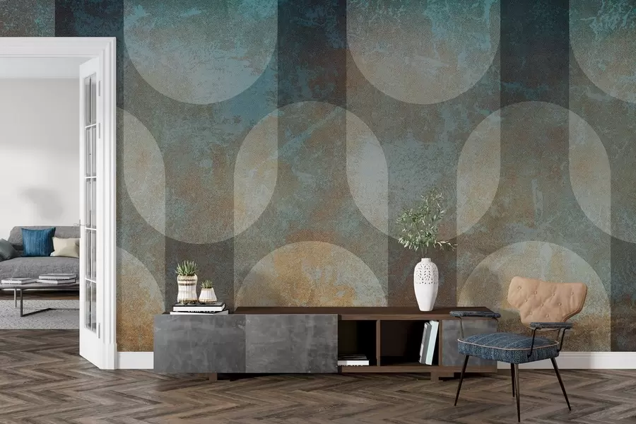Wall Mural Photo Wallpaper Abstract geometry in retro-modern style w04495