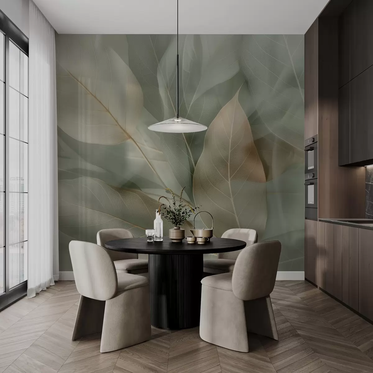 wall murals Delicate leaves w04511