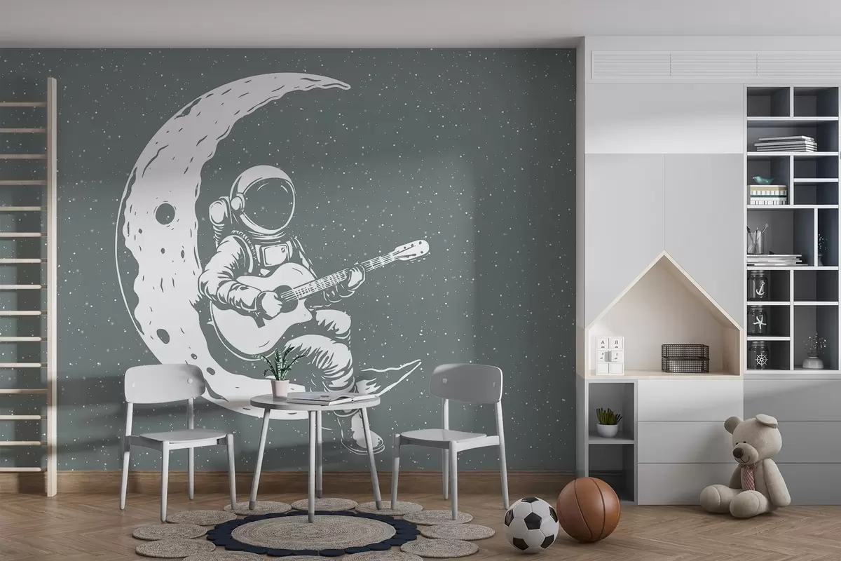murales Cosmonauta, luna, guitarra w04514v1