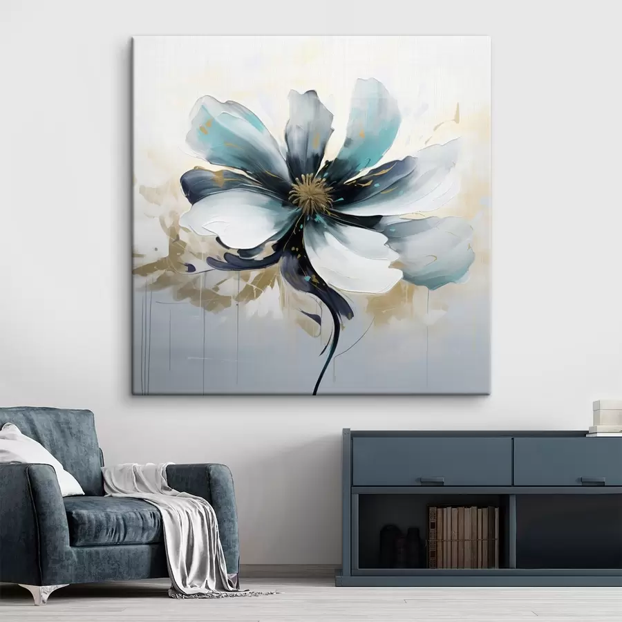 wall murals Turquoise flower in oil painting style s45641