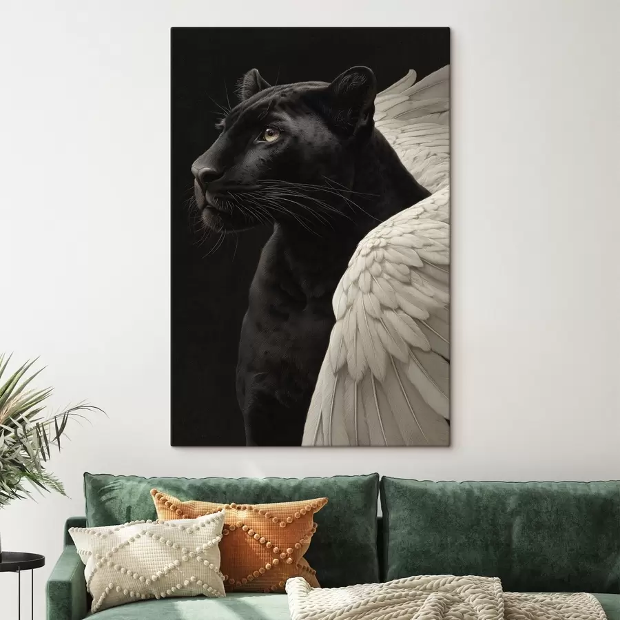 wall murals Black panther with wings in fantasy style s45653