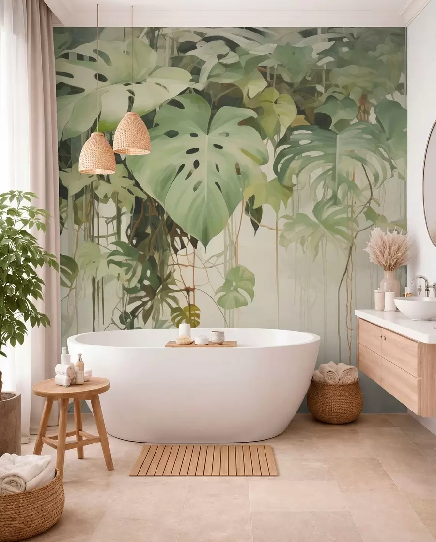 wall murals Tropical leaves w04525
