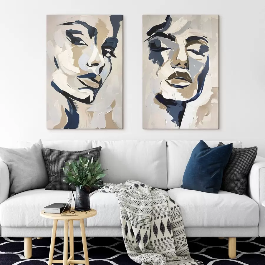 murales Rostros abstractos de mujeres con pinceladas imitativas m00713