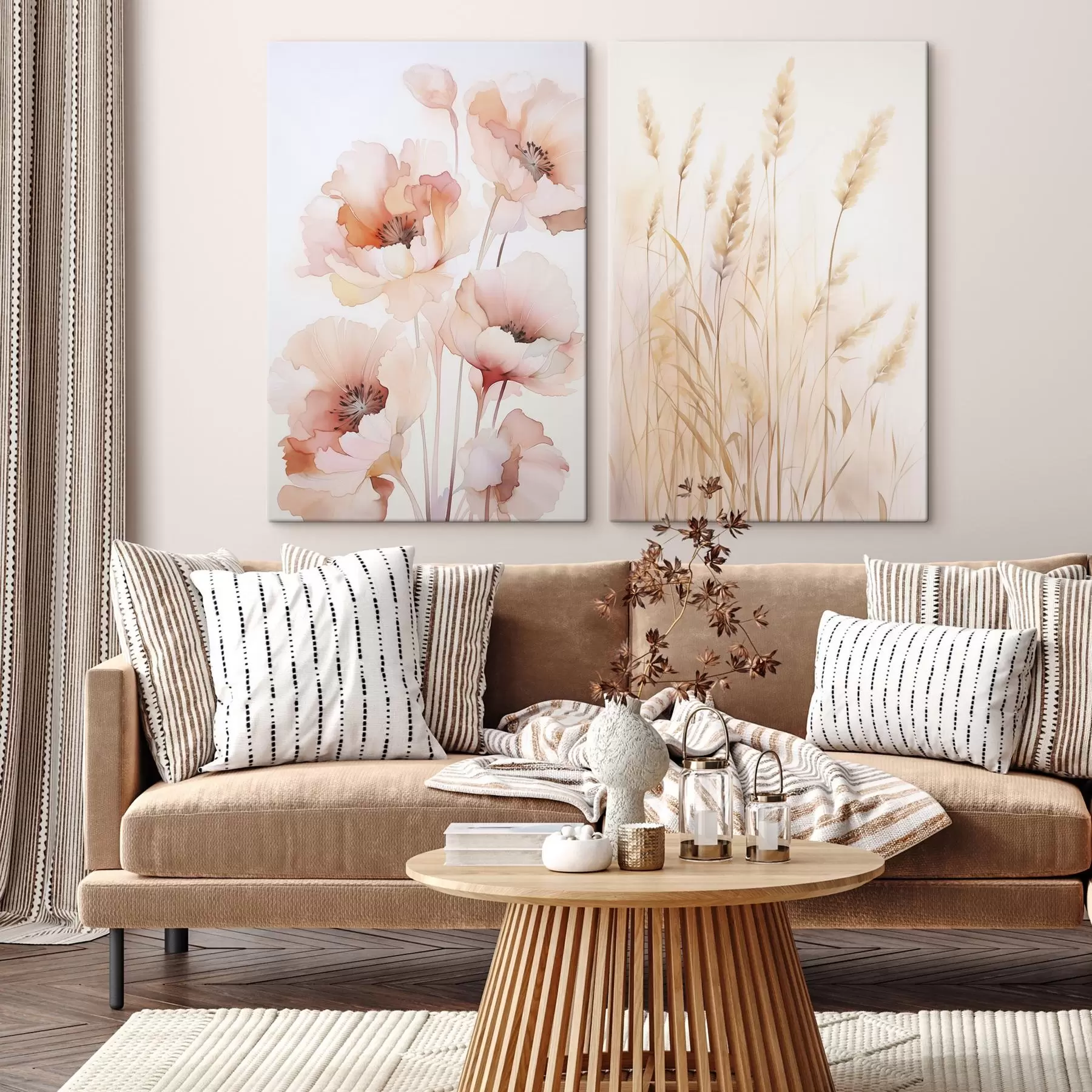 wall murals Poppies and spikelets imitation watercolor m00723