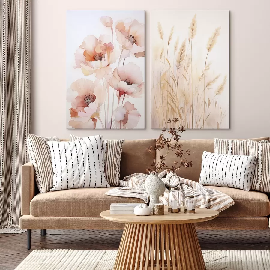 wall murals Poppies and spikelets imitation watercolor m00723