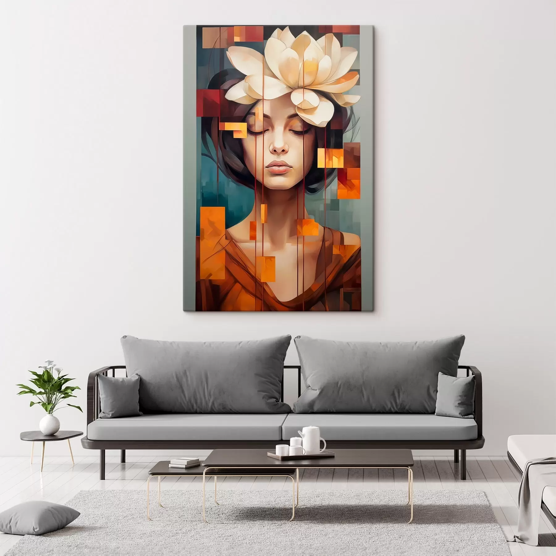 wall murals Woman with a flower s45796