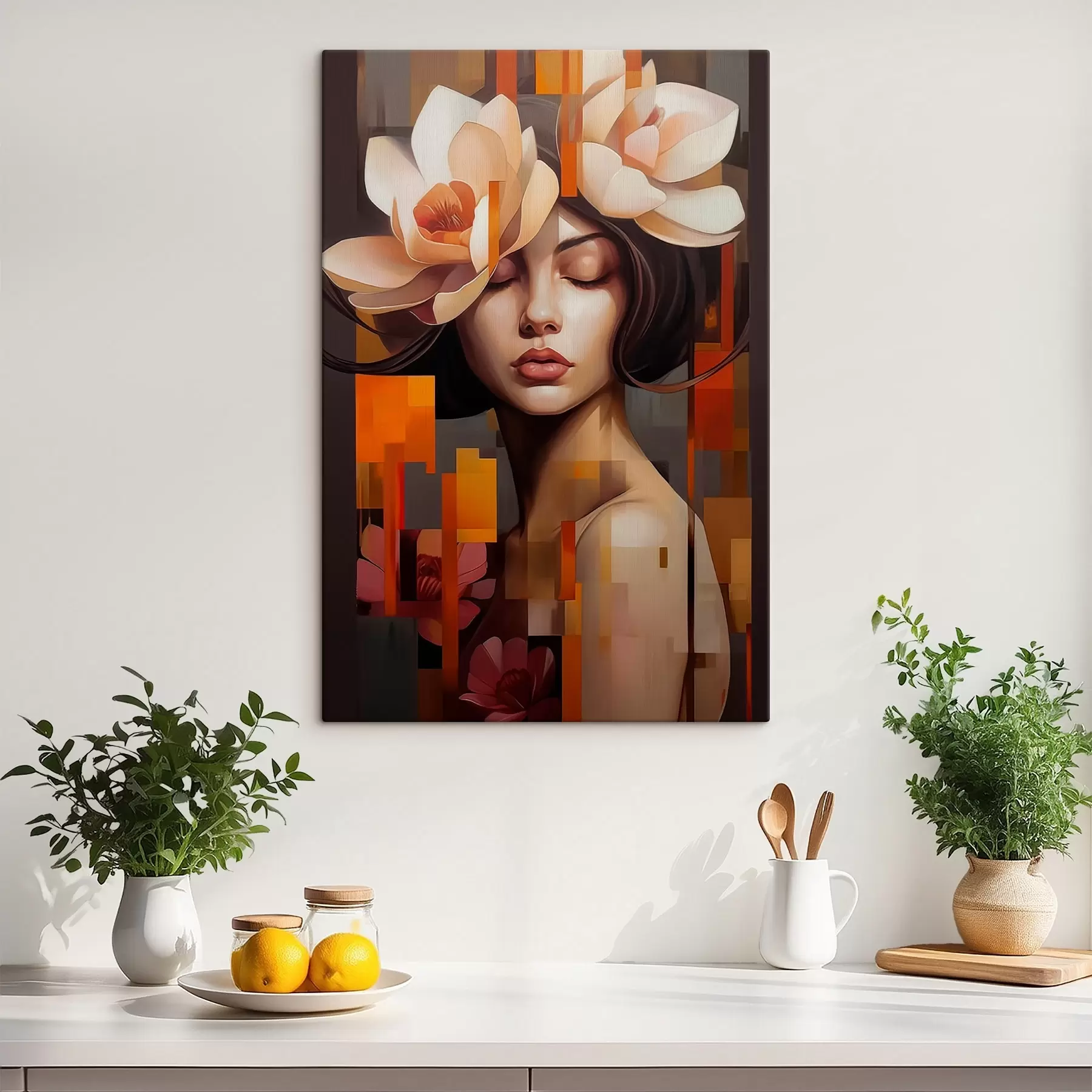 murales Mujer con una flor s45797