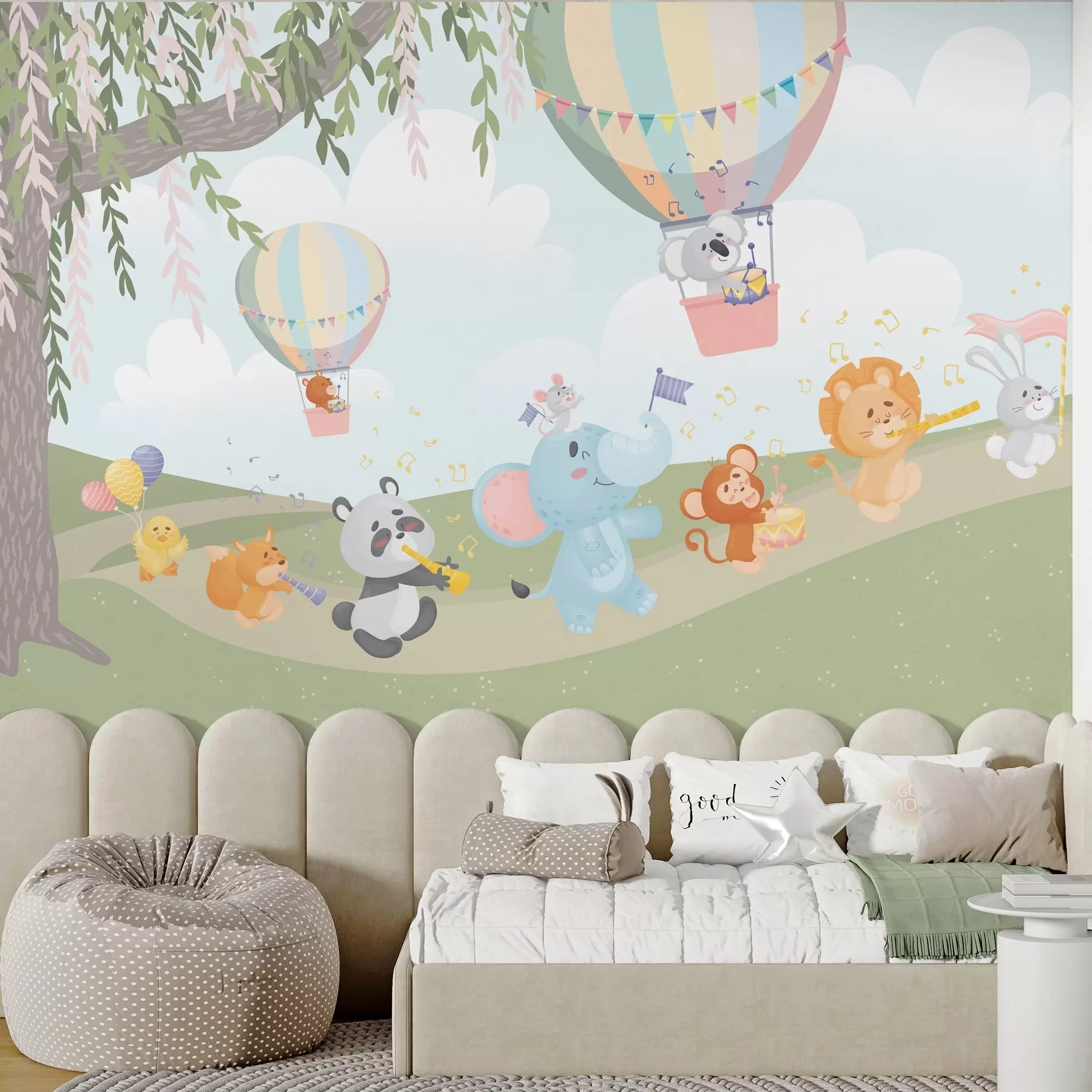 Wall Mural Photo Wallpaper Landscape with animals playing musical instruments w04200