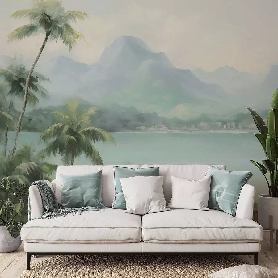 Wall Mural Photo Wallpaper Palm trees against the backdrop of mountains w04535