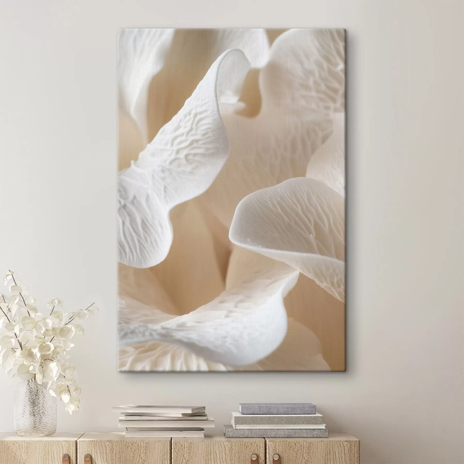 murales pétalos con vetas en tonos beige s45703