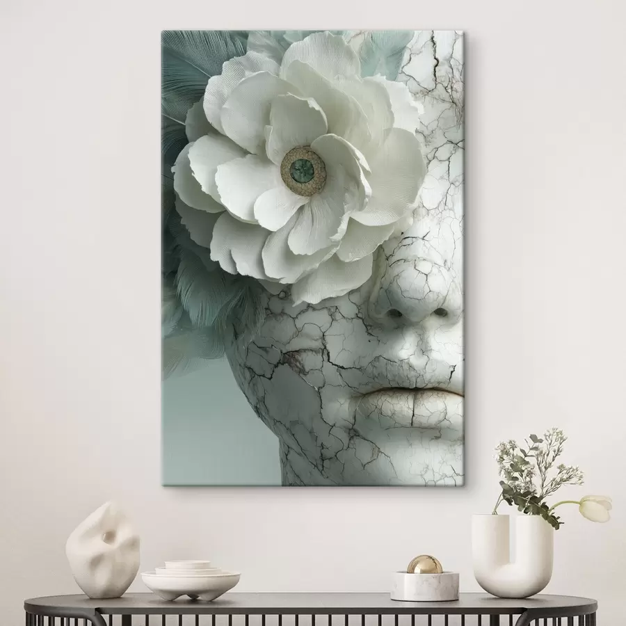 wall murals marble face of a girl with a flower s45709