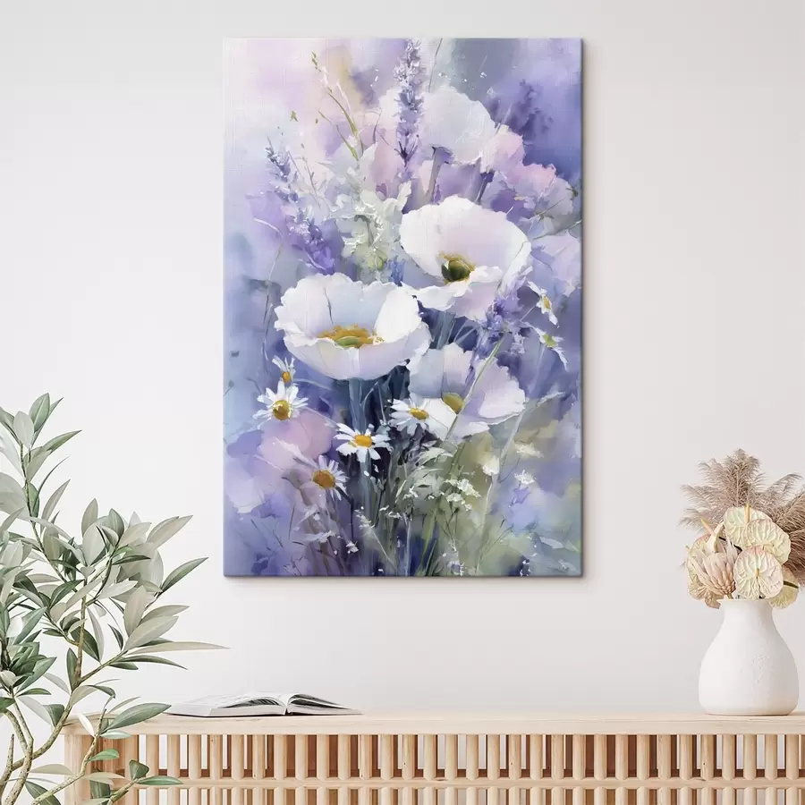 wall murals watercolor bouquet in lilac and white tones s45720