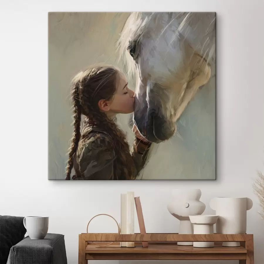 murales chica besando a un caballo s45731