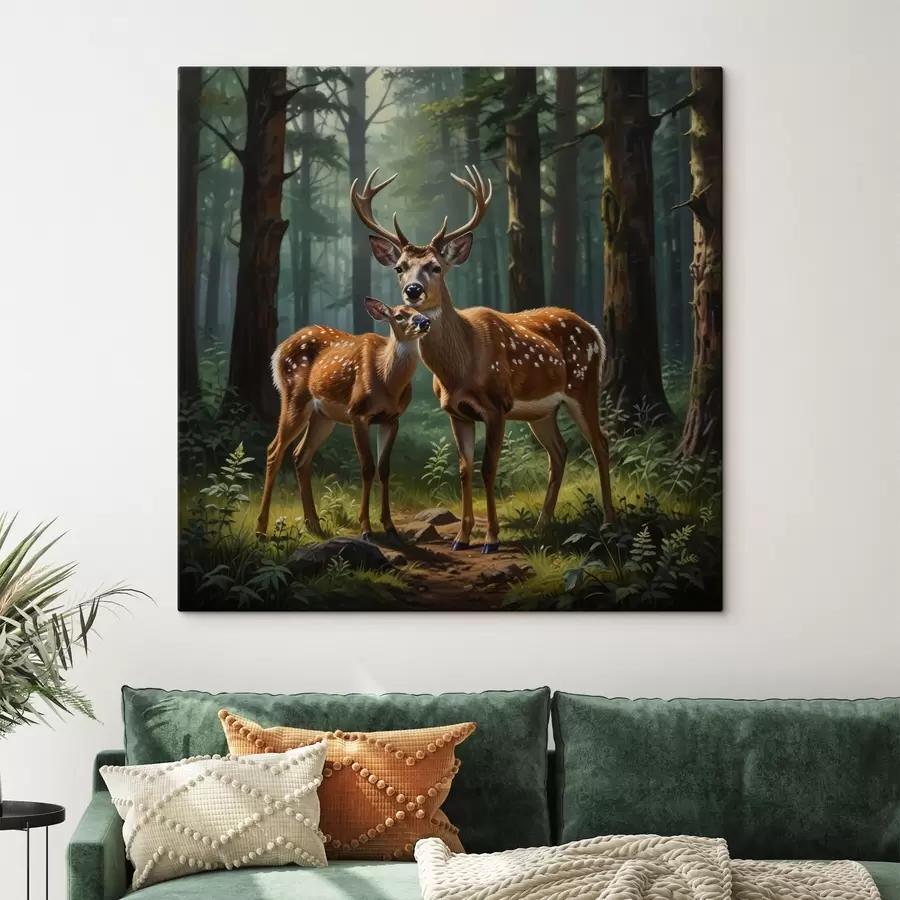 wall murals deer with fawn in the forest s45732