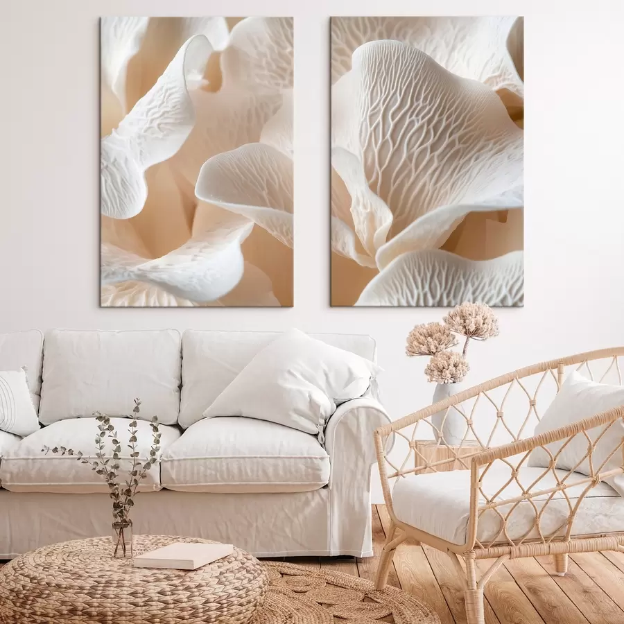 murales pétalos con vetas en tonos beige m00697