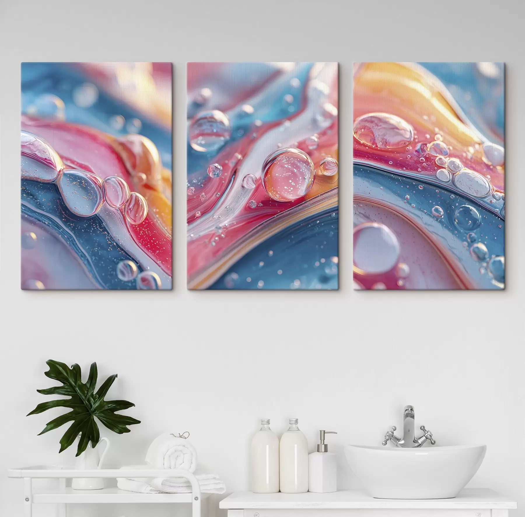murales ondas multicolores con burbujas m00698